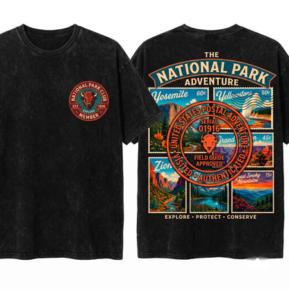 Vintage National Park Club Hiking Yosemite Yellowstone Glacier Zion Unisex Wash T-Shirt