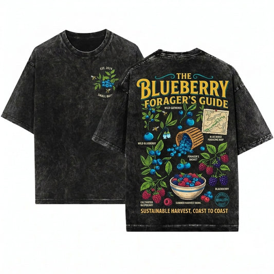 Vintage Blueberry Fruit Unisex Garment-Dyed Graphic T-Shirt