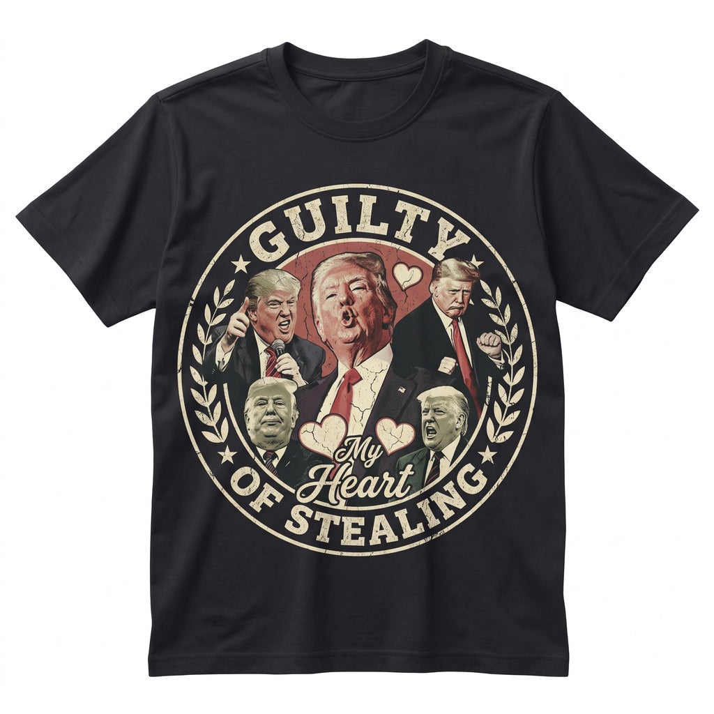 Donald Trump Guilty Of Stealing My Heart Retro 90s Vintage Homage Bootleg Graphic Fan Unisex TShirt
