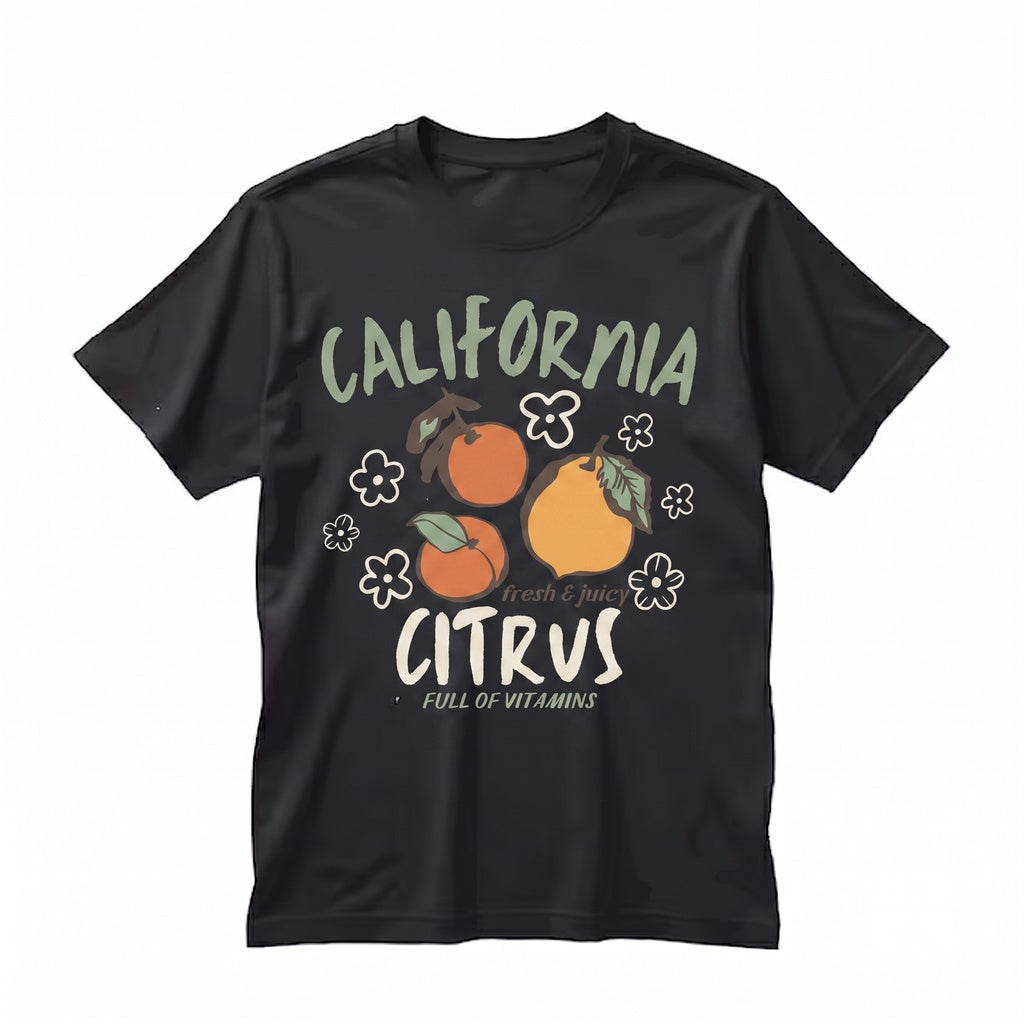California Citrus Lemon Orange Graphic Fruit Print Retro Summer Apparel Unisex TShirt
