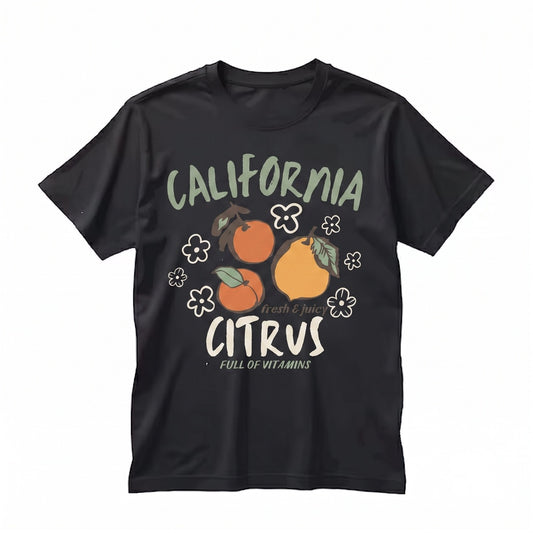 California Citrus Lemon Orange Graphic Fruit Print Retro Summer Apparel Unisex TShirt