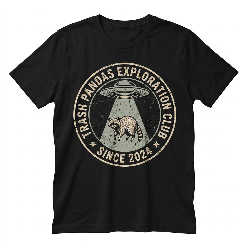 Funny Raccoon Meme Vintage UFO Abduction Graphic Novelty Animal Lover Gift Unisex TShirt
