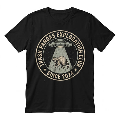 Funny Raccoon Meme Vintage UFO Abduction Graphic Novelty Animal Lover Gift Unisex TShirt
