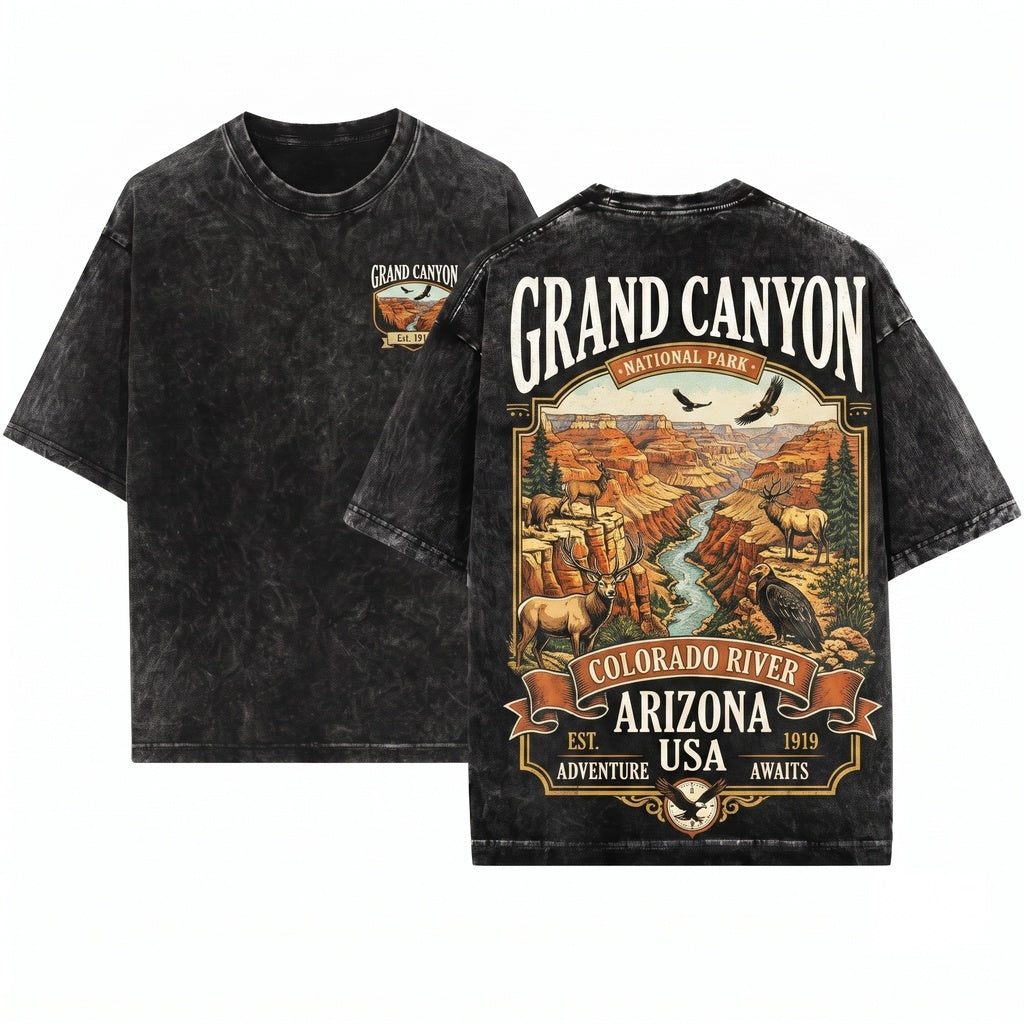 Vintage Grand Canyon Arizona National Park Retro Travel Landscape Adventure Gift Unisex Wash T-Shirt