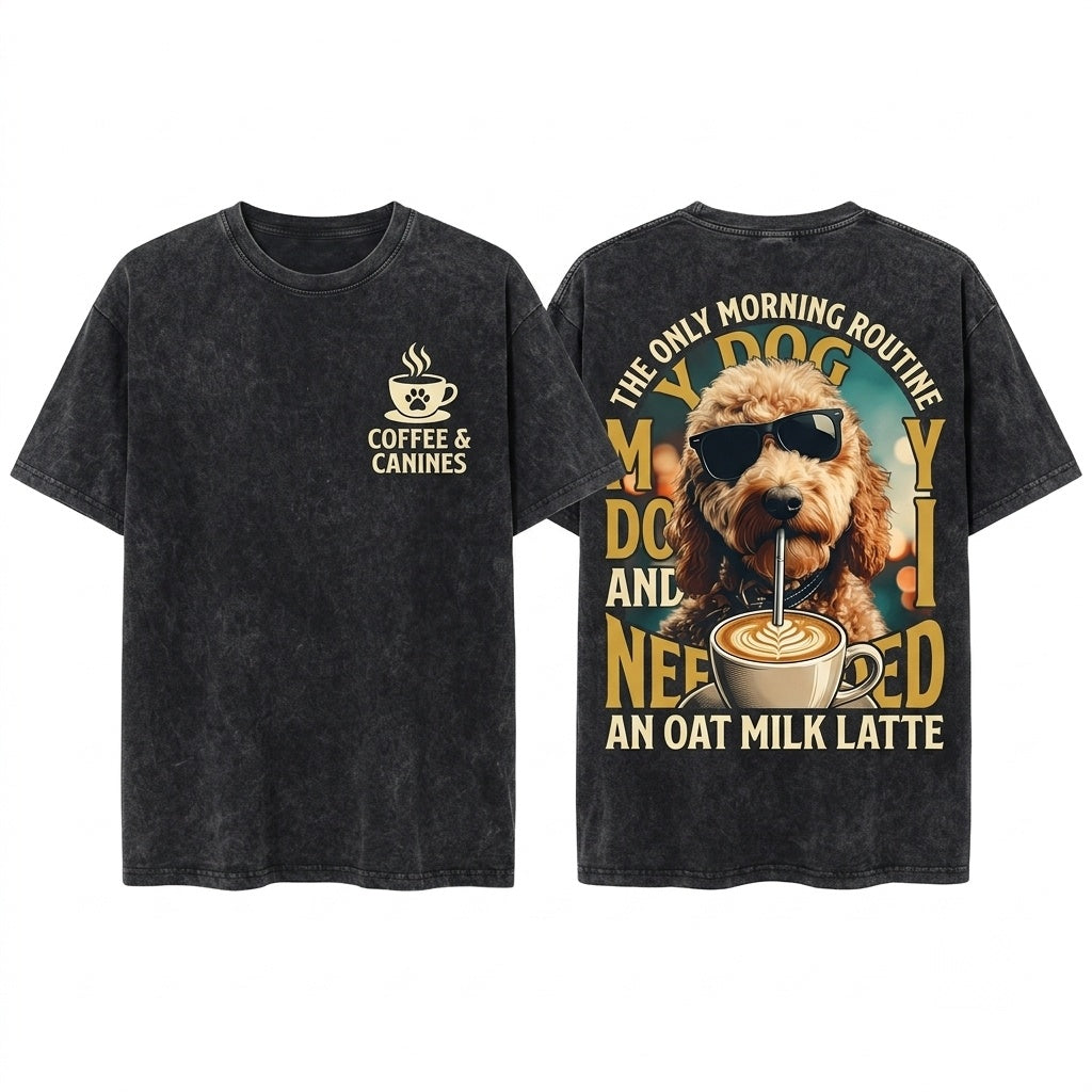 Funny Goldendoodle Iced Coffee Dog Wearing Sunglasses Aesthetic Cute Pet Lover Gift Unisex Wash T-Shirt