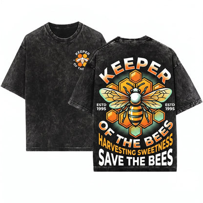 Personalized Beekeeper Gift Custom Bee Lover Honeycomb Keeper Apparel Unisex Wash T-Shirt