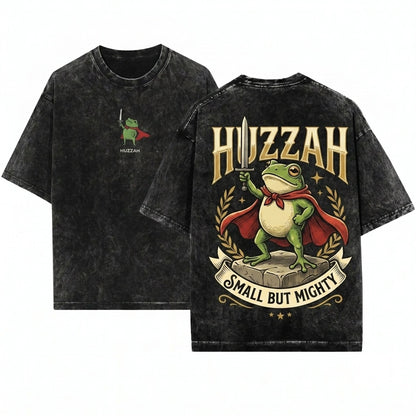 Huzzah Knight Frog Funny Tabletop RPG Embroidered Graphic Unisex Wash T-Shirt