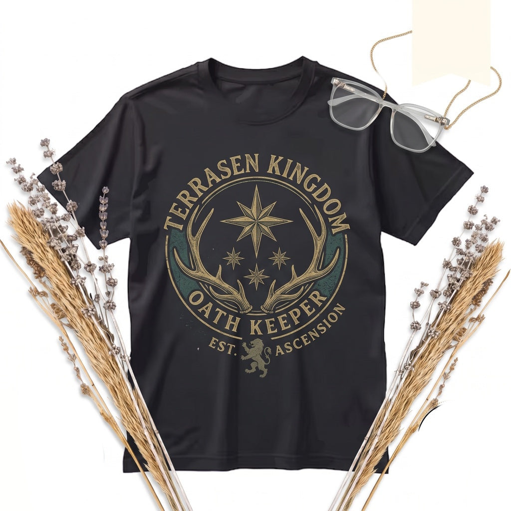 White Stag Embroidered Fantasy Romance Bookish Reader Gift Apparel Top Unisex TShirt