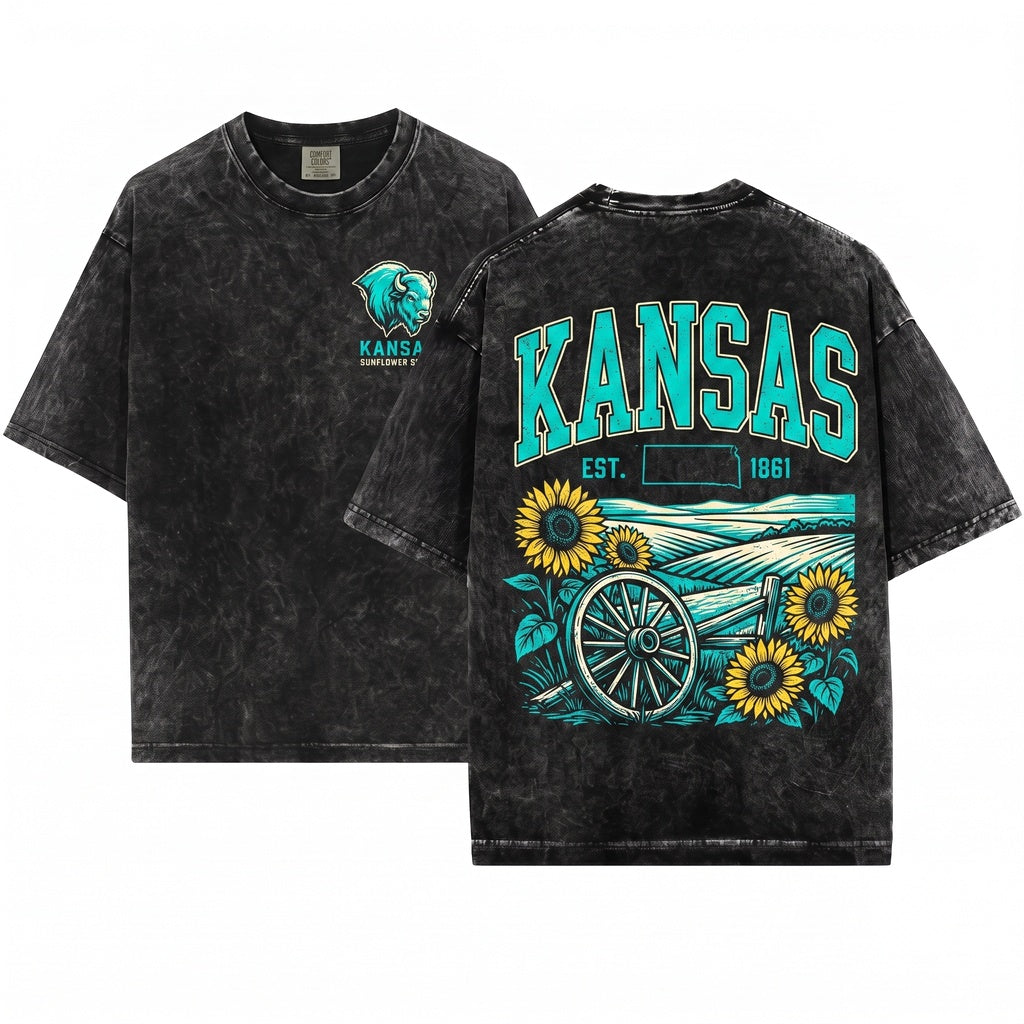 Kansas Football Game Day Tailgate Fan Apparel Vintage Unisex Wash T-Shirt