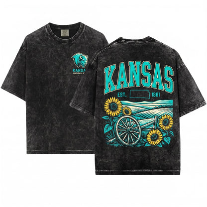 Kansas Football Game Day Tailgate Fan Apparel Vintage Unisex Wash T-Shirt