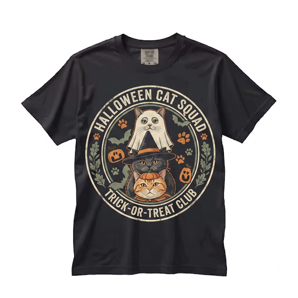 Halloween Cat Pumpkin Witch Spooky Fall Lover Sweatshirt Graphic Vintage Apparel Unisex TShirt