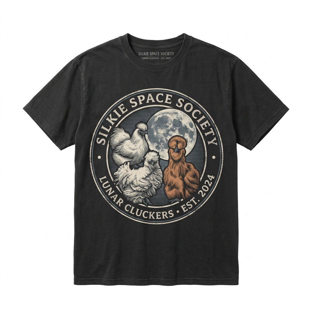 Vintage Three Silkie Chicken Moon Graphic Retro Funny Oversized Unisex TShirt