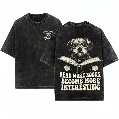 Schnoodle Doodle Dog Reading Bookworm Novel Lover Librarian Gift Unisex Wash T-Shirt