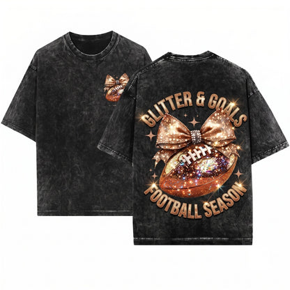 Disco Coquette Football Bow Game Day Season Mom Lover Gift Unisex Wash T-Shirt
