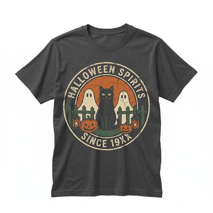 Black Cat Pumpkin Crescent Moon Gothic Stained Glass Spooky Halloween Gift Graphic Unisex TShirt