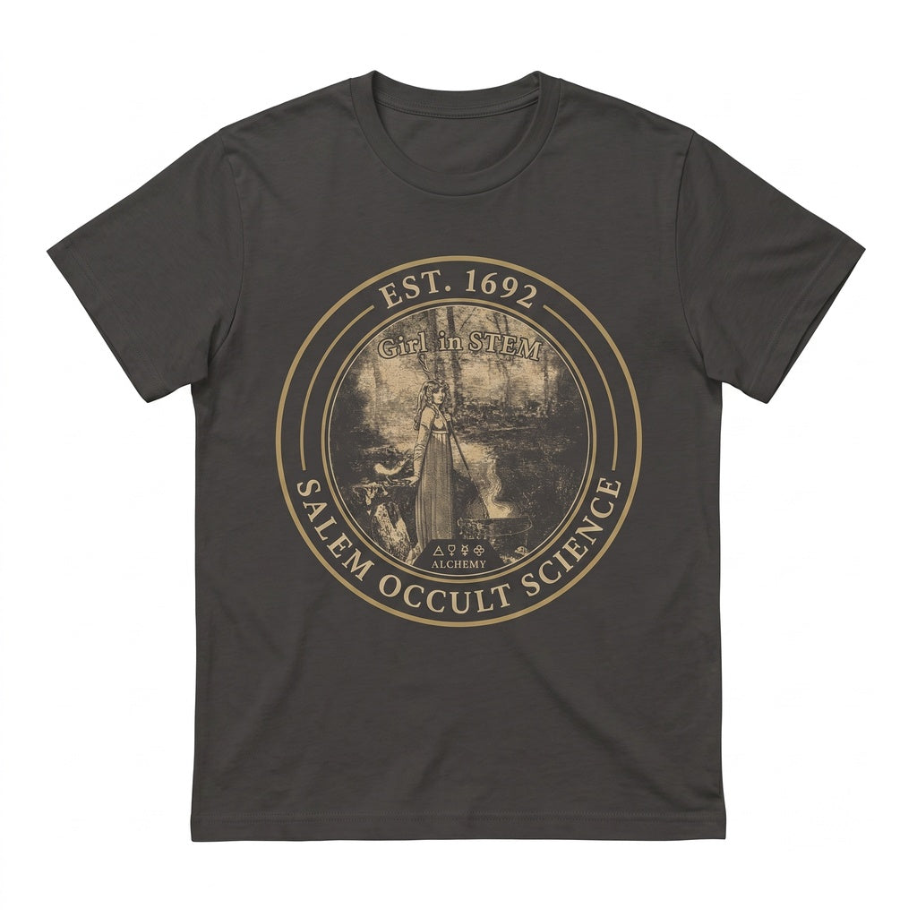 Girl in STEM Retro Witchy Science Cauldron Graphic Apparel Unisex TShirt