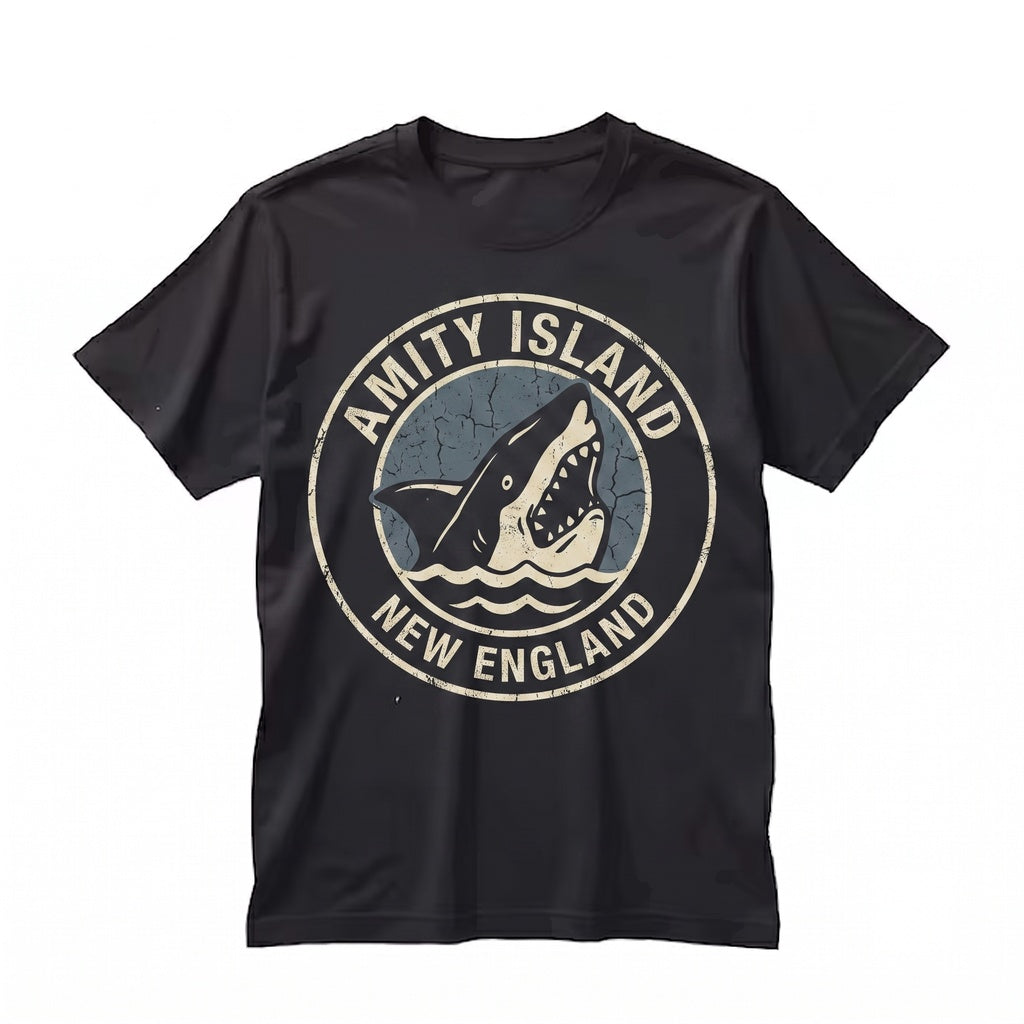 Retro Amity Island 1975 Beach Shark Movie Graphic Casual Top Unisex TShirt