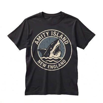Retro Amity Island 1975 Beach Shark Movie Graphic Casual Top Unisex TShirt