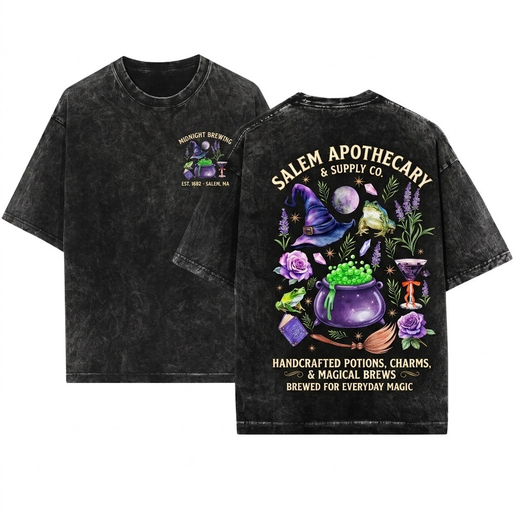 Magical Witchy Halloween Spooky Autumn Unisex Wash T-Shirt