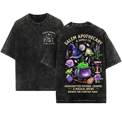 Magical Witchy Halloween Spooky Autumn Unisex Wash T-Shirt