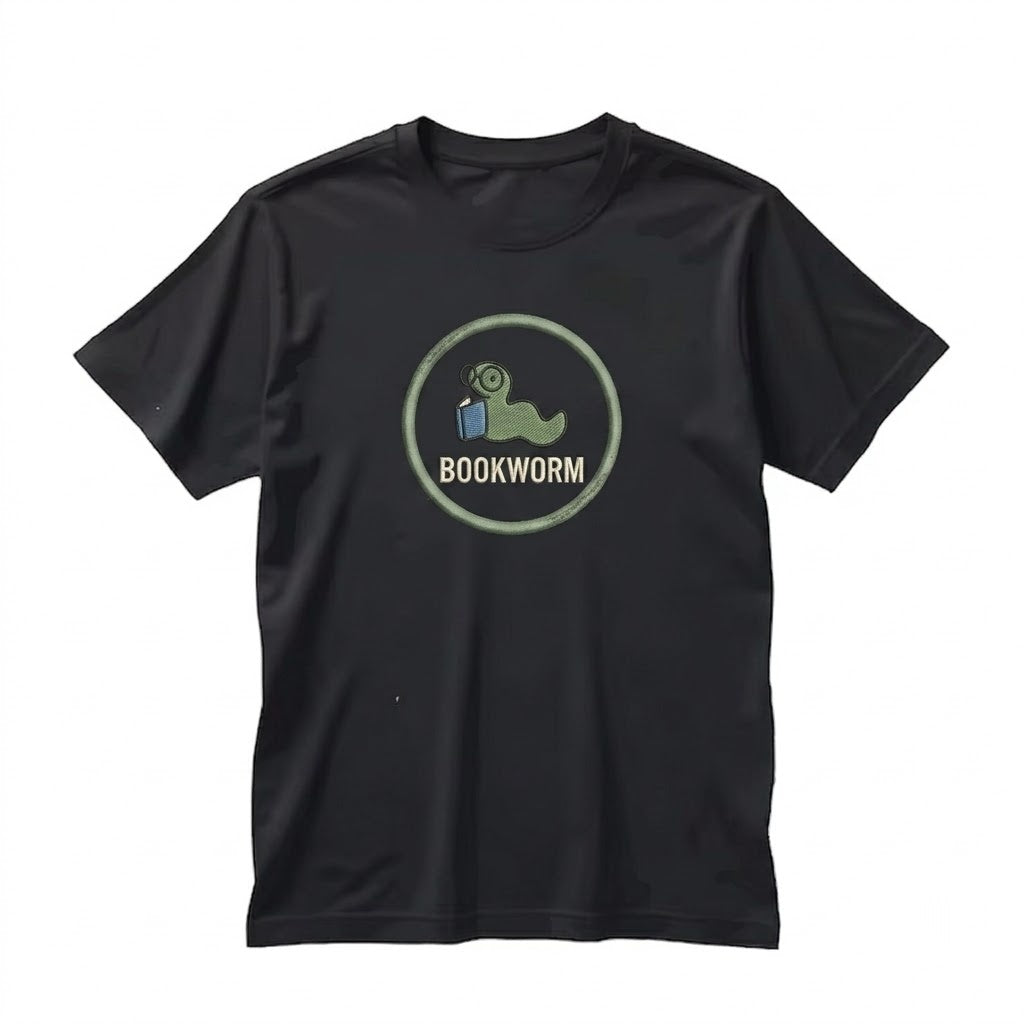 Embroidered Bookworm Cute Apparel for Bibliophile Reader Gift Unisex TShirt