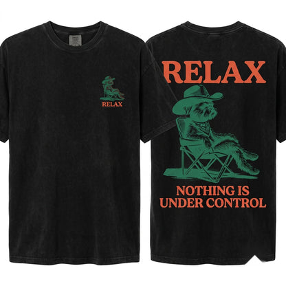 Vintage Brussels Griffon Relax Nothing Is Under Control Summer Dog Mom Dad Gift Chill Vibes Unisex Wash T-Shirt