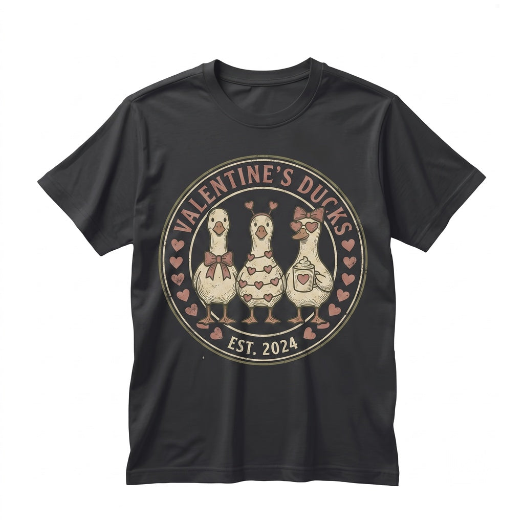 Pink Coquette Goose Duck Heart Romantic Valentines Day Gift Unisex TShirt
