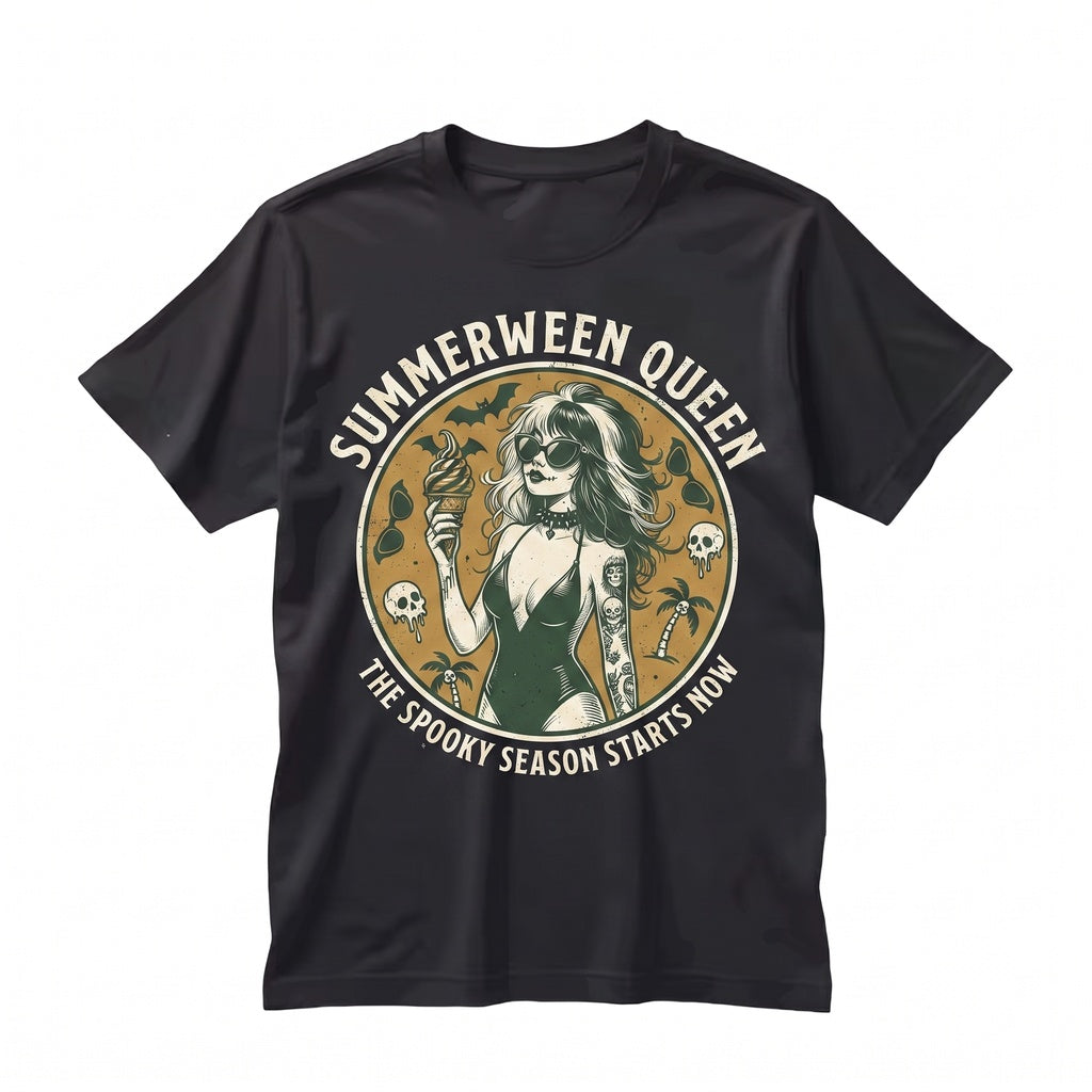 Summerween Queen Spooky Goth Girl Halloween in July Creepy Cute Graphic Unisex TShirt