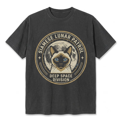 Vintage Retro Siamese Cat Blue Eyed Kitten Moon Galaxy Graphic Cute Kitty Lover Mom Gift Unisex TShirt