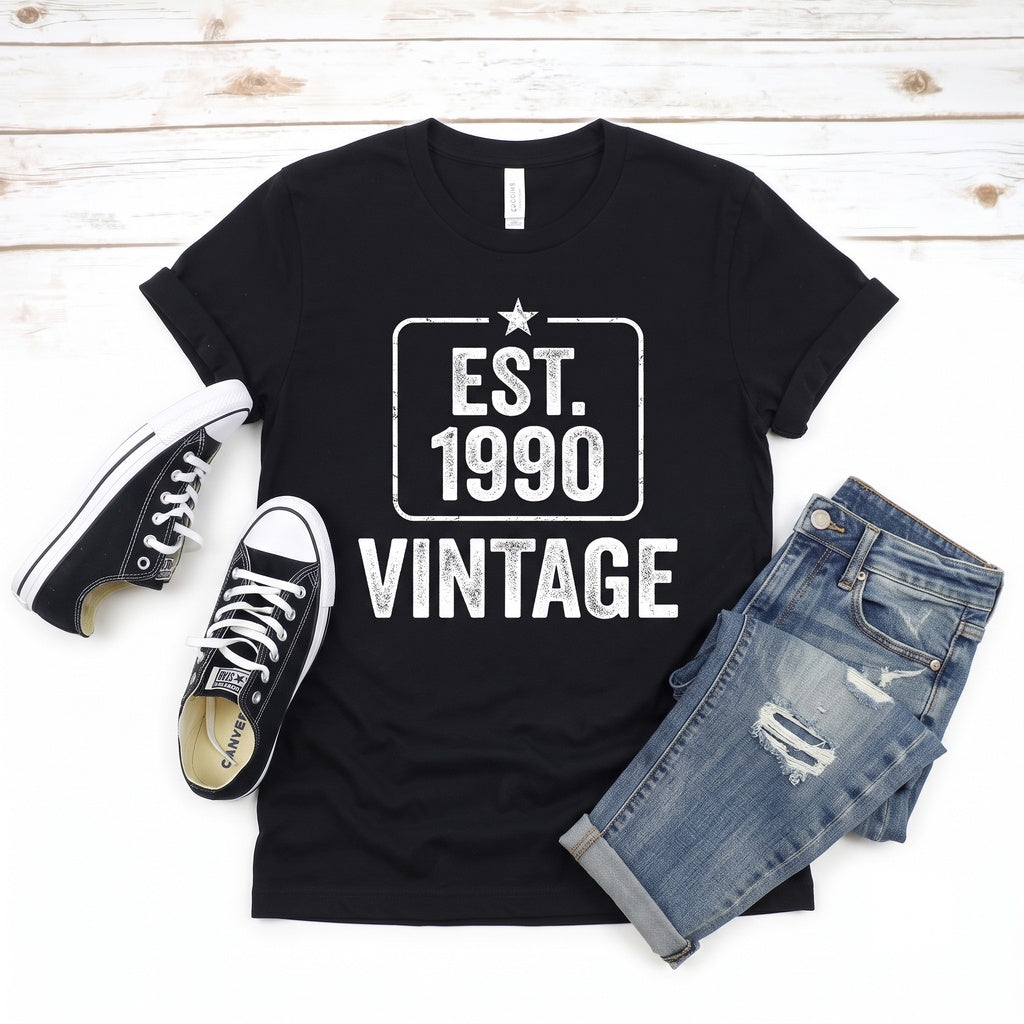 Vintage 1990 Thirtieth Birthday Gift Apparel Retro Age Celebration Graphic Outfit Unisex TShirt