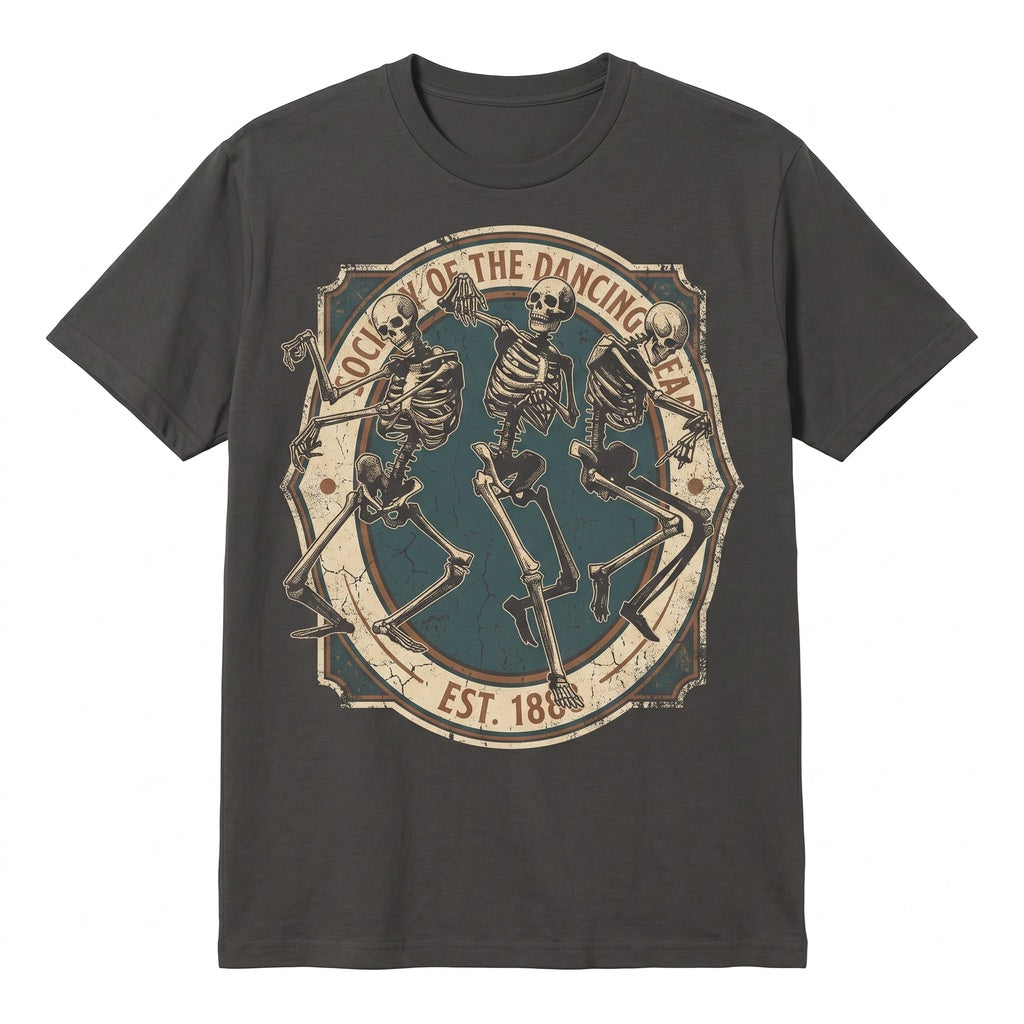 Dancing Skeletons Halloween Vintage Distressed Spooky Season Graphic Apparel Unisex TShirt