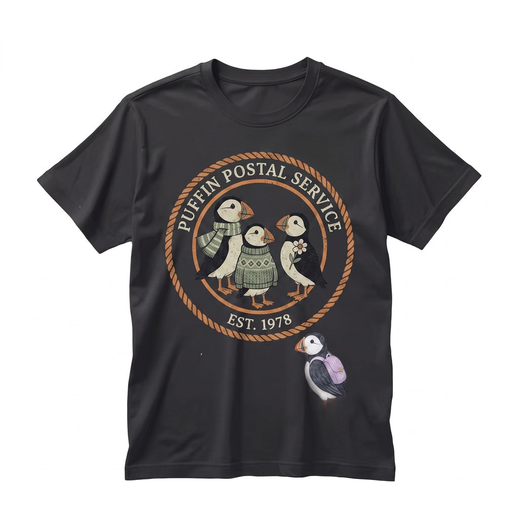 Cute Puffin Illustrated Bird Lover Kawaii Animal Fan Whimsical Seabird Art Gift for Her Unisex TShirt