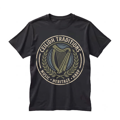 Elegant Faux Gold Harp Classical Musician Gift Ornate Instrument Artistic Music Lover Apparel Unisex TShirt
