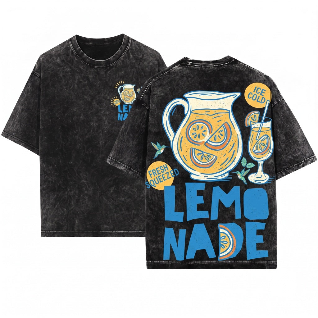 Lemonade Graphic Lemoncore Retro Citrus Design Unisex Wash T-Shirt