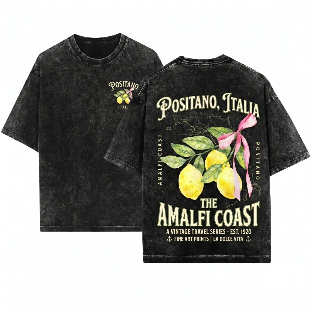 Coquette Vintage Positano Italy Amalfi Coast Travel Unisex Wash T-Shirt