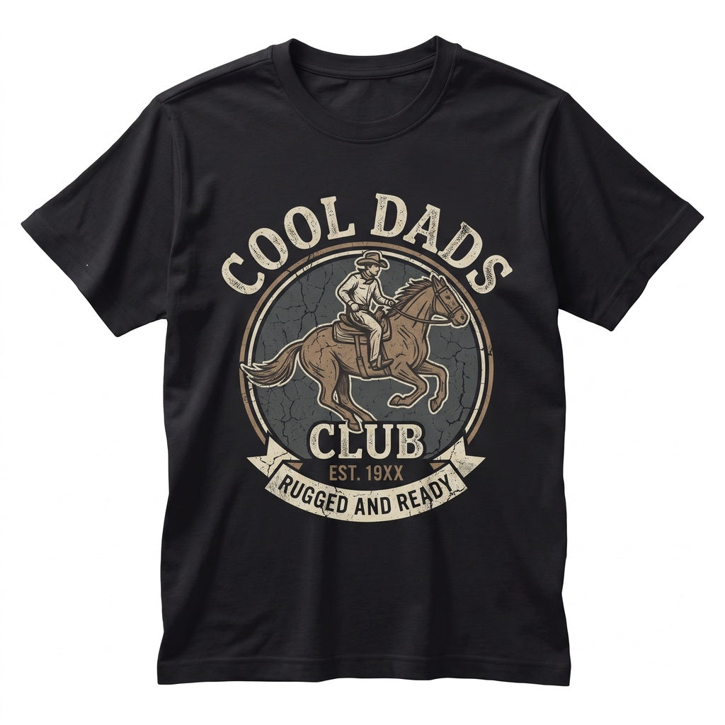 Cool Dads Club Cowboy Western Graphic Top, Funny Husband Wild West Daddy Father’s Day Gift Him Unisex TShirt