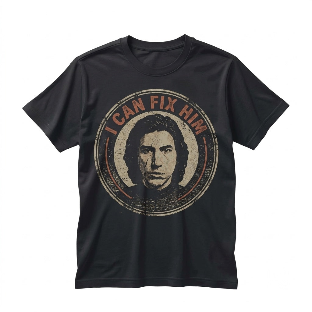 Oversized Kylo Ren I Can Fix Him Ben Solo Funny Sci-Fi Villain Graphic Fan Gift Apparel Unisex TShirt