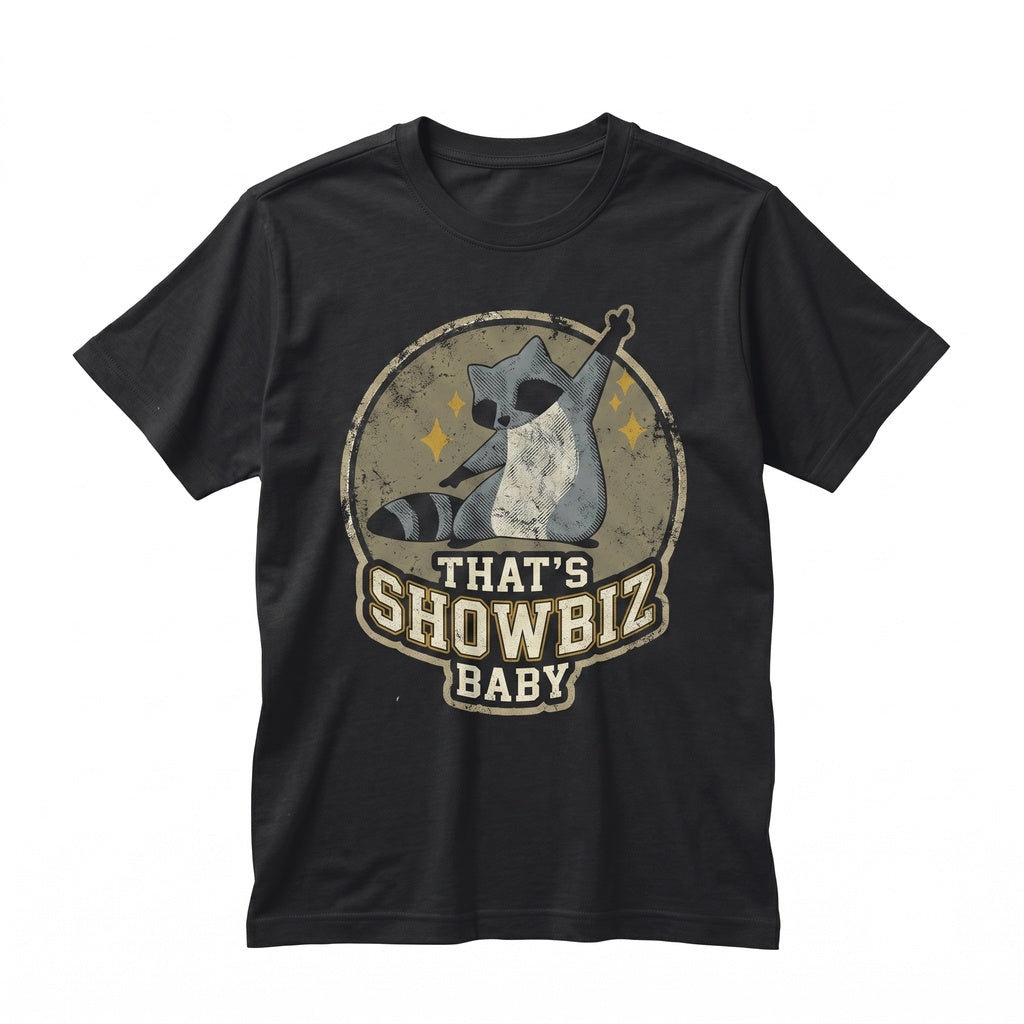 Embroidered Raccoon That’s Showbiz Funny Theatre Gift 1717 Musical Lover Stage Crew Apparel Unisex TShirt