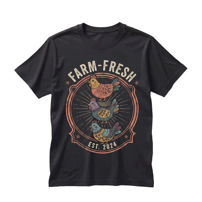 Colorful Floral Folk Art Hen Cute Farm Animal Graphic Whimsical Lover Gift Unisex TShirt