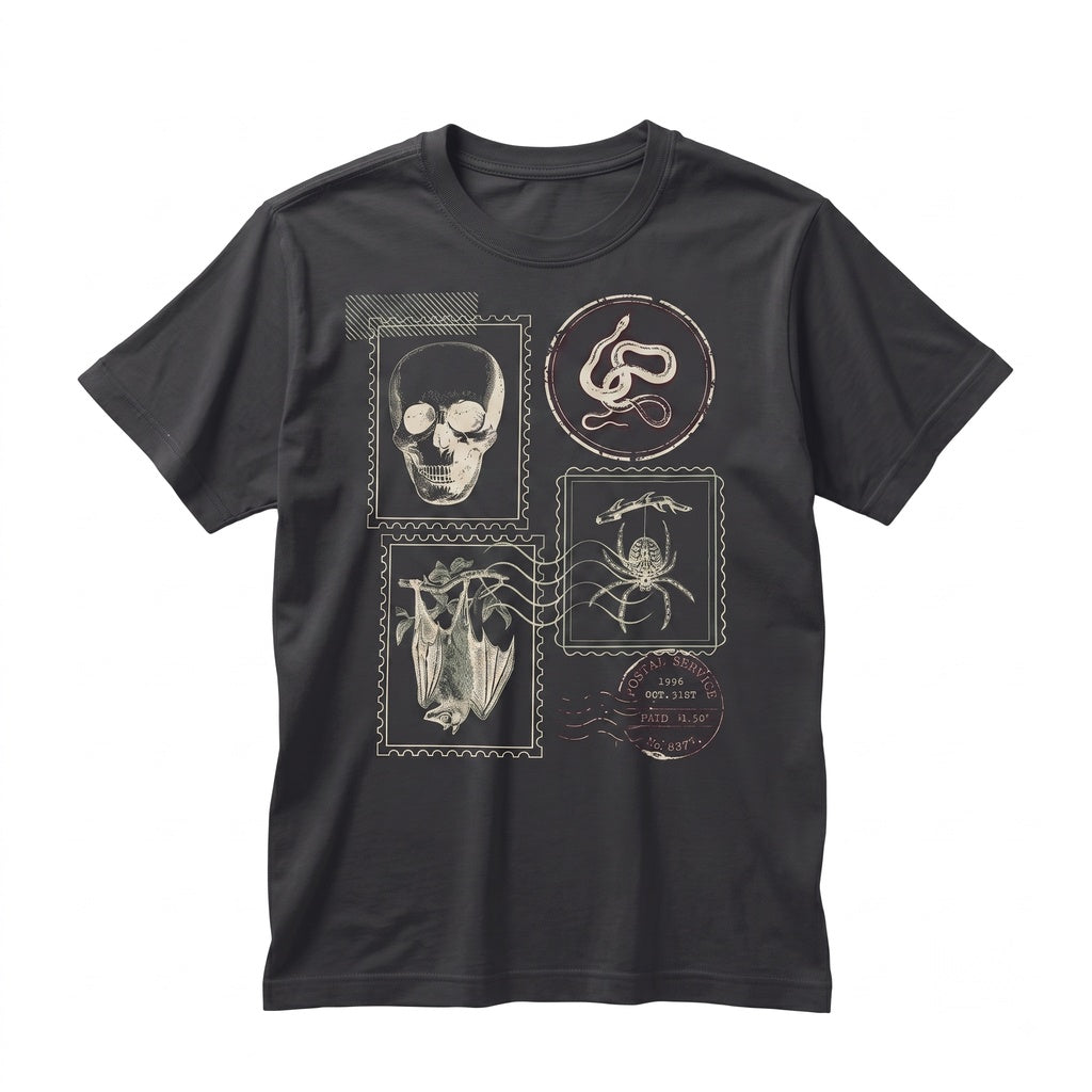 Vintage Postage Stamp Halloween Spooky Season Fall Graphic Apparel Unisex TShirt