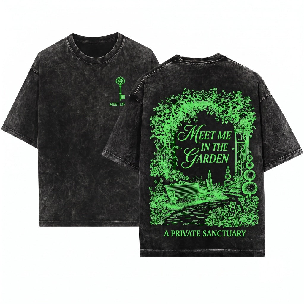 Gardening Gift for Women, Plant Lover Cottage Aesthetic, Meet Me in the Unisex Wash T-Shirt