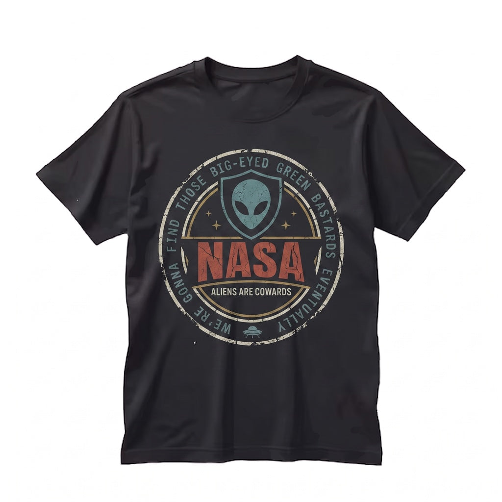 Funny Vintage Space Alien UFO Badge Graphic Sci-Fi Unisex TShirt