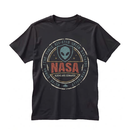 Funny Vintage Space Alien UFO Badge Graphic Sci-Fi Unisex TShirt