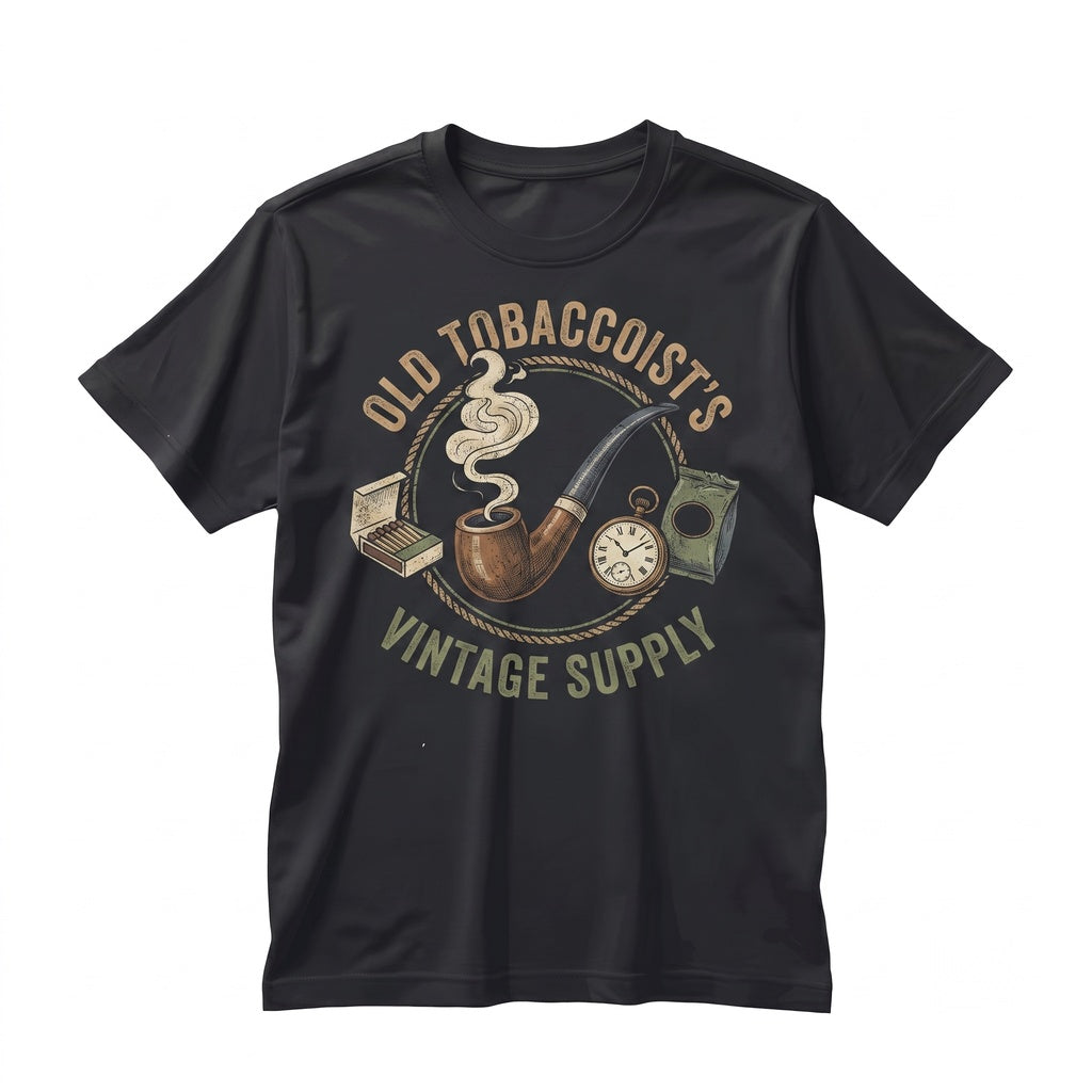 Vintage Pipe with Pocket Watch Design Classic Still Life Graphic Unisex TShirt