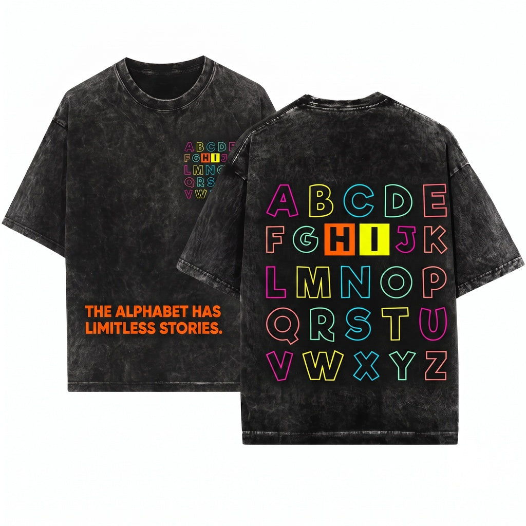 HI Alphabet Letters Learning ABC Funny Gift Toddler Preschool Teacher Educator Kindergarten Boy Girl First Last Day School Unisex
