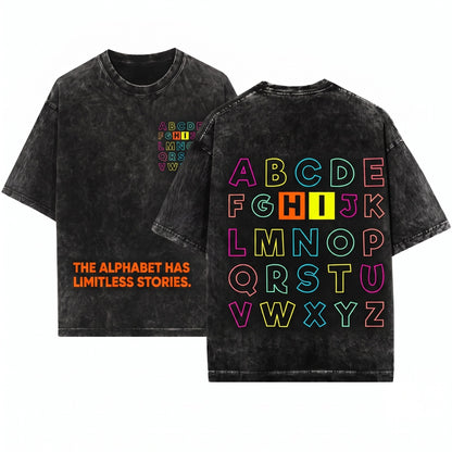 HI Alphabet Letters Learning ABC Funny Gift Toddler Preschool Teacher Educator Kindergarten Boy Girl First Last Day School Unisex