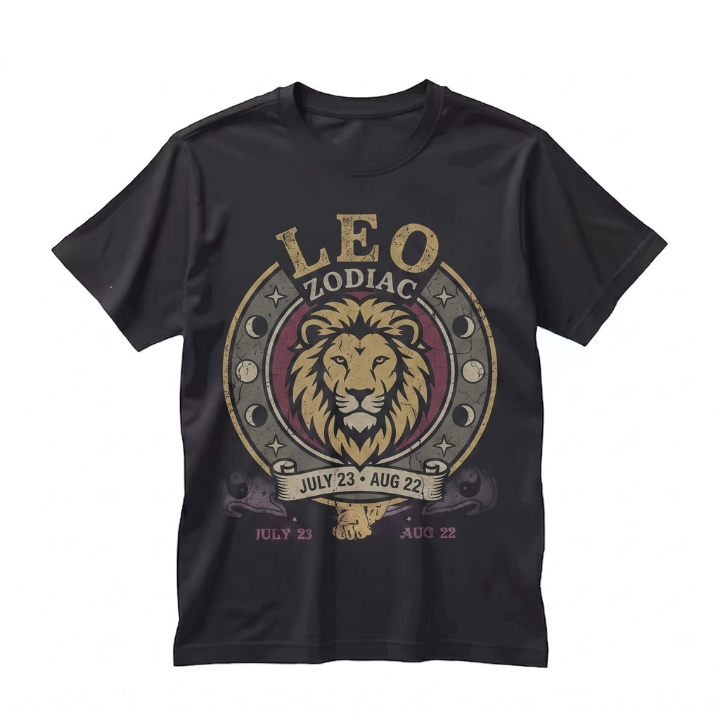 Vintage Leo Zodiac Lion Astrology Horoscope Graphic Unisex TShirt