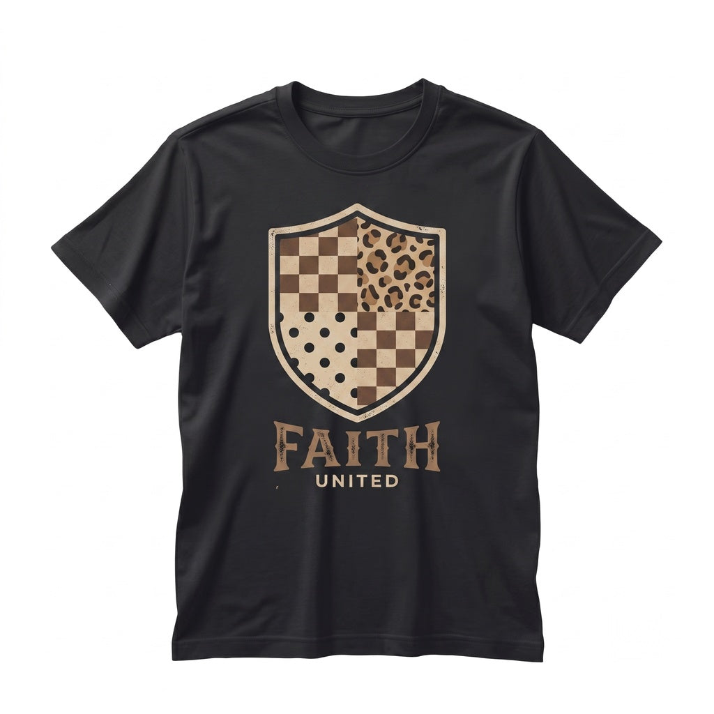 Faux Brushstroke Leopard Painted Faith Cross Christian Religious Women Gift Unisex TShirt