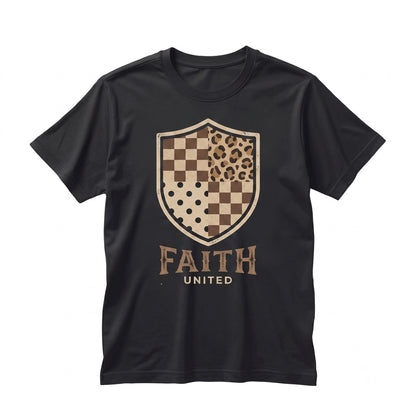 Faux Brushstroke Leopard Painted Faith Cross Christian Religious Women Gift Unisex TShirt