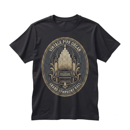 Vintage Pipe Organ Graphic Faux Gold Print Dark Academia Musician Apparel Unisex TShirt